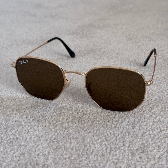 Ray-Ban Hexagonal Gold Accented Sunglasses!! - Picture 9 of 13